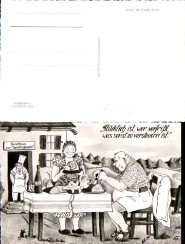 753983 Künstler AK Scherz Humor Essen Dicker Mann isst