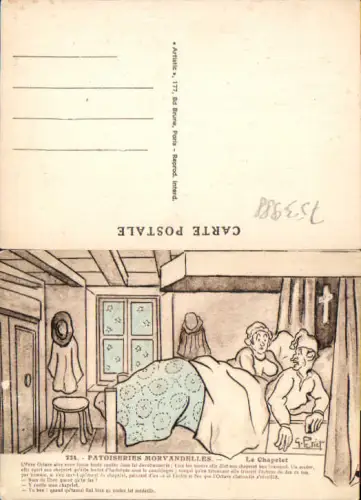 753988 Künstler AK Scherz Humor G. Petiet Mann Bett Frau