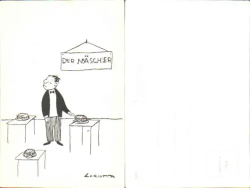 753993 Künstler AK Scherz Humor Loriotta der Näscher Kuchen