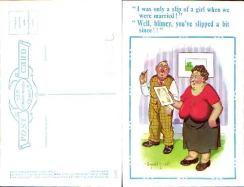 753994 Künstler AK Scherz Humor Donald McGill Frau Mann