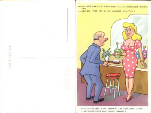 754011 Künstler AK Scherz Humor Erotik Mann Frau