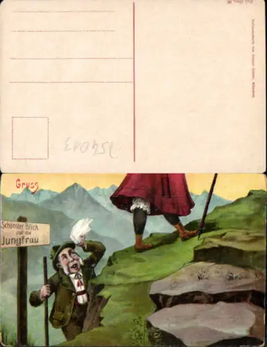754013 Künstler AK Scherz Humor Scheuermann Mann Aussicht