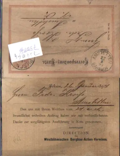 754064 Geschäftspostkarte Pilsen Plzen Westböhmischen Bergbau Action Verein