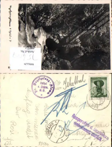 754067 Vogelsang Klamm Spital am Pyhrn Postvermerk Ausgerufen d. Bestellern unbekannt zurück