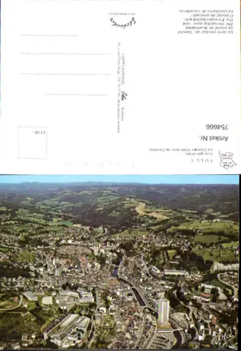 754666 Tulle, Vue générale - Le Centre Ville avec la Corrèze Dép. Corrèze