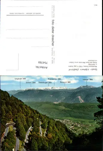 754789 Kaltern Mendelpass-Strasse Dolomiten Langkofel Schlern Kesselkogel Rosengarten Rotwand Latemar Südtirol