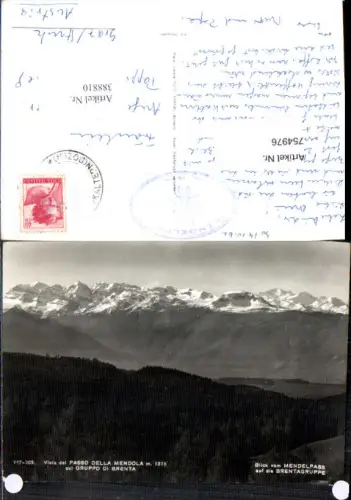 754976 Mendelpass Brentagruppe Provinz Bozen/Trient Italy 1962