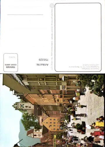 755329 Füssen Fußgängerzone mit St. Mang-Kirche und Hohem Schloß LK Ostallgäu