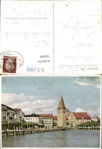 755458 Lindau am Bodensee Hafenanlage Bahnpost LK Lindau 1944