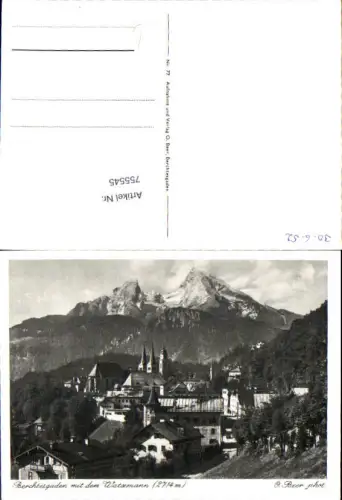 755545 Berchtesgaden mit dem Watzmann LK Berchtesgadener Land 1952