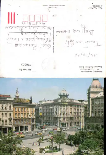 756322 Budapest Blaha Lujza tér Budapest Hungary 1986
