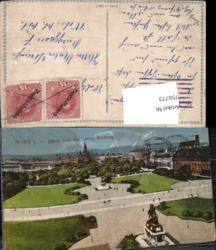 756773 Wien, Blick von der neuen Hofburg Bez. Wien 1917