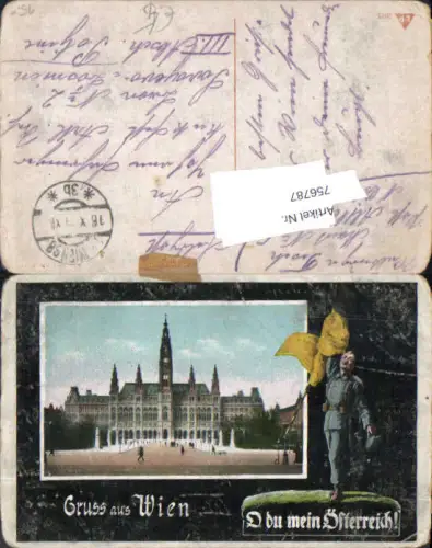 756787 Wien Rathaus Wien 1916 Soldat K.K. Armee Patriotik