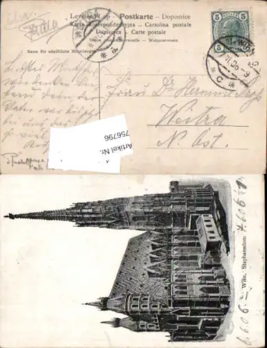 756796 Wien Stephansdom Bez. Wien 1909 Stp. Weitra