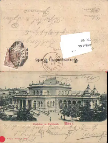 756797 Wien Cursalon im Stadtpark Bez. Wien 1897 pub Ledermann