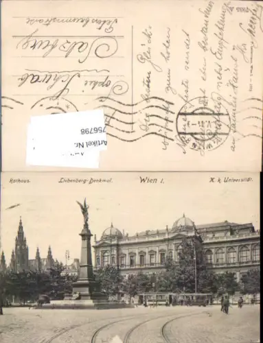 756798 Wien Rathaus Liebenberg-Denkmal Universität 1912 Ledermann 7935 A