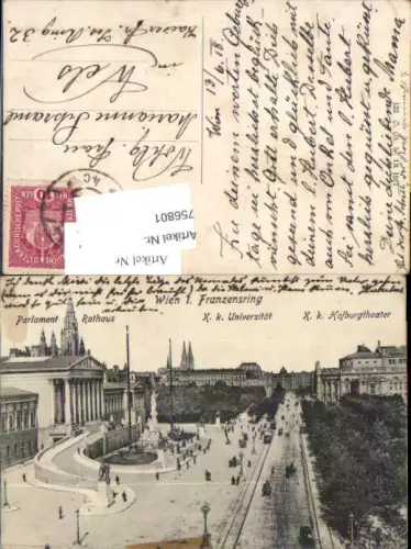 756801 Wien Franzensring Bez. Innere Stadt 1918