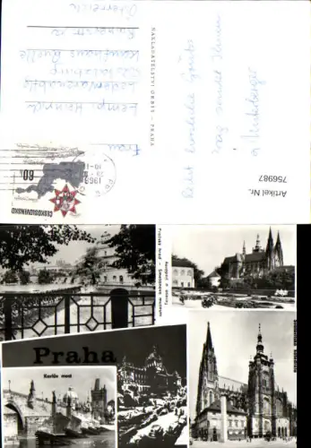 756987 Praha (Karlův most, Pražský hrad, Smetanovo muzeum, Svatovítská katedrála) Hlavní město Praha Czech Republic 1968