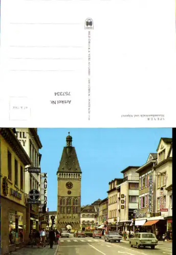 757334 Speyer, Maximilianstraße und Altpörtel Oldtimer Straßenansicht