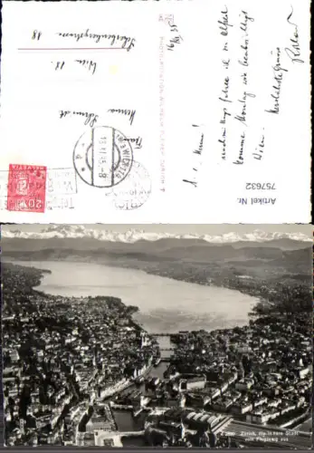 757632 Zürich die innere Stadt vom Flugzeug aus Bez. Zürich Switzerland 1935