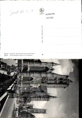 757743 Gent Sint-Niklaaskerk, Belfort Sint-Baafskerk Oost-Vlaanderen Belgium 1954