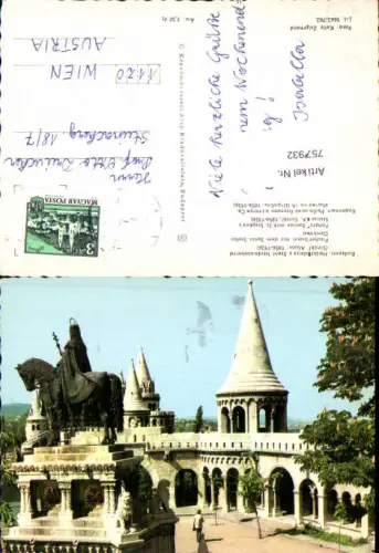 757932 Budapest Fischerbastei mit dem Sankt Stefan Denkmal Budapest Hungary