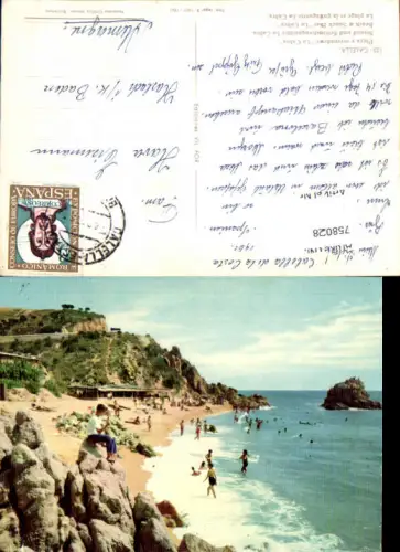 758028 Calella de la Costa Playa y La Cabra Strandleben Barcelona Spain 1961
