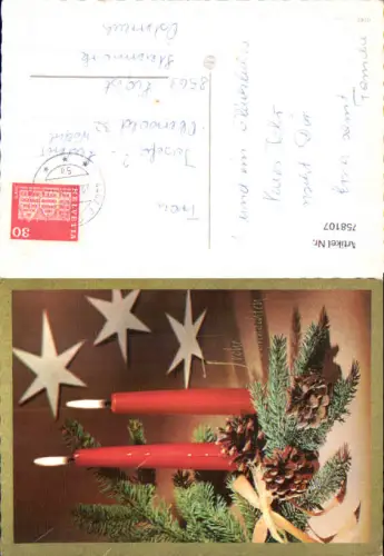 758107 Weihnachten Tannenzapfen Zweige gel n Ligist Bez. Voitsberg 1954