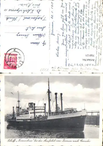 758121 Bremen, Schiff Beaverbrae Bremen n. kanada 1947 Hochseeschiff