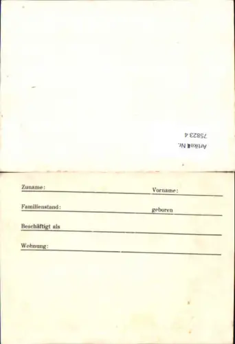 758234 Leere Formularkarte Formular Stammdaten