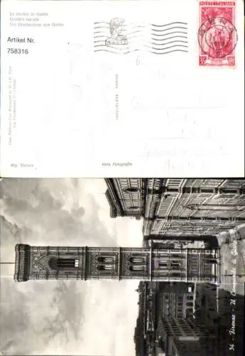 758316 Firenze Il Campanile di Giotto Città metropolitana di Firenze Italy 1952