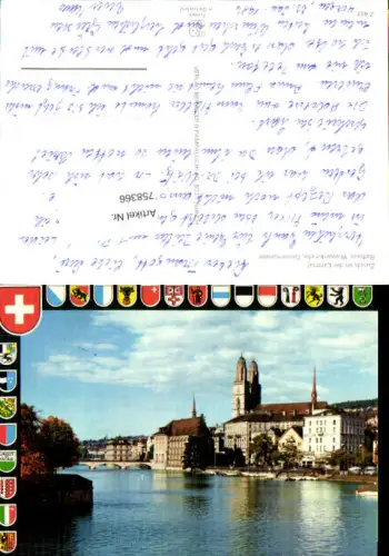 758366 Zürich an der Limmat, Rathaus, Wasserkirche, Grossmünster Bez. Zürich Switzerland 1982