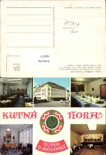 758377 Kutná Hora Hotel Medinka Czech Republic Kuttenberg 1970