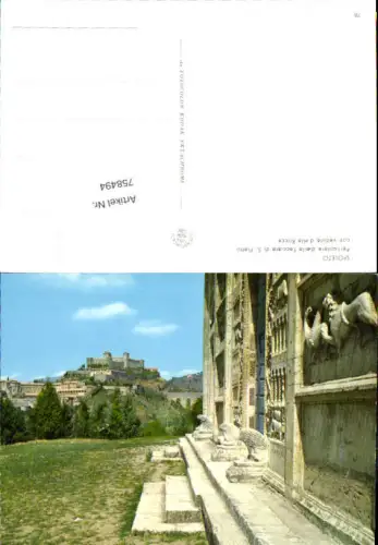 758494 Spoleto Particolare della facciata di S. Pietro con veduta della Rocca Provinz Perugia Italy
