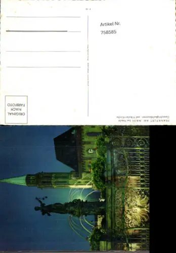 758585 Frankfurt am Main bei Nacht Gerechtigkeitsbrunnen und Nikolai-Kirche Frankfurt am Main
