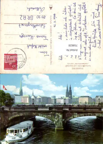 758628 Hamburg Lombardsbrücke und Innenstadt Hamburg 1966