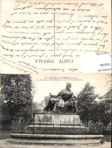 759396 Nogent-le-Rotrou La Statue de Rémy-Belleau Dép. Eure-et-Loir France