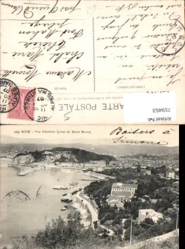 759453 Nice Vue Générale (prise du Mont Boron) Dép. Alpes-Maritimes France 1907