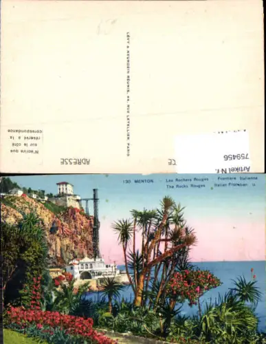759456 Menton Les Rochers Rouges Frontière Italienne Alpes-Maritimes France