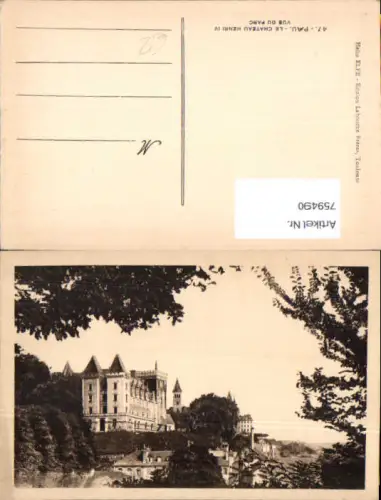 759490 Pau Le Château Henri IV, Vue du Parc Dept. Pyrénées-Atlantiques France