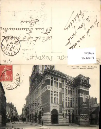 759534 Orléans Hôtel des Postes Vue de la Rue du Tabour Département Loiret France 1916