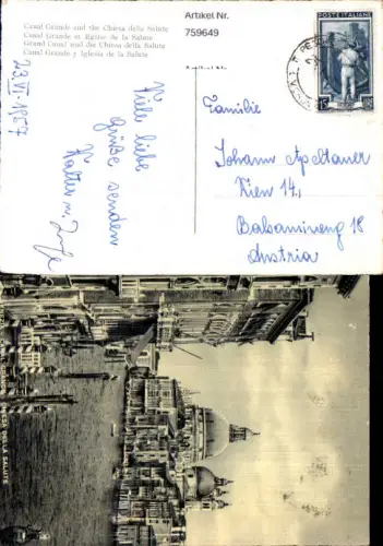 759649 Venedig Canal Grande Chiesa della Salute Venedig Italy 1957