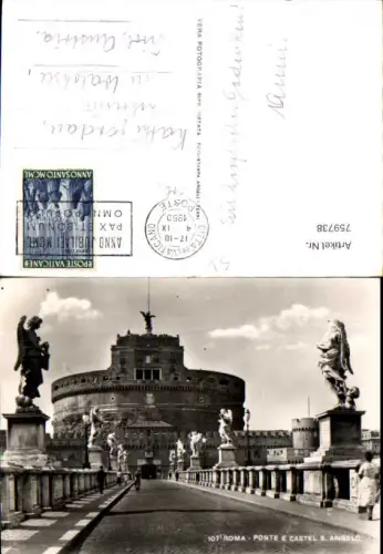 759738 Rom, Ponte e Castel S. Angelo Metropolitanstadt Rom Italy 1950