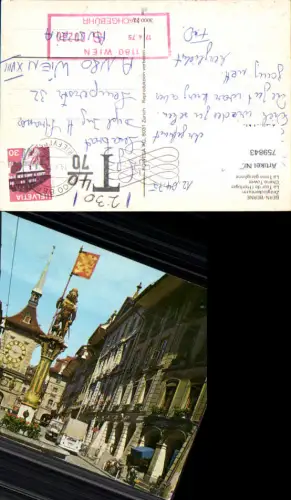 759843 Bern Zytgloggeturm VW Käfer Nachgebühr Bern-Mittelland Switzerland 1975