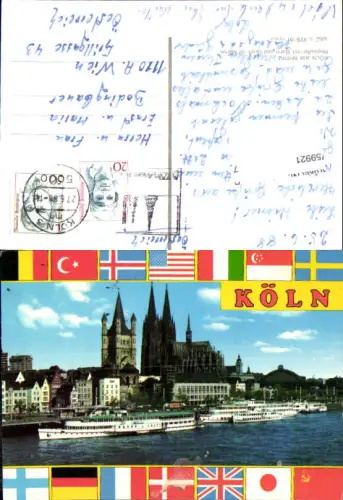 759921 Köln Rheinauhafen mit Dom und Groß-St. Martin Stadt Köln 1988