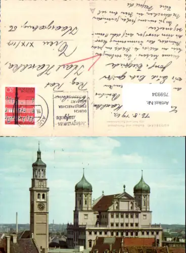 759934 Augsburg Rathaus und Perlachturm Augsburg 1962