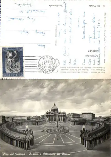 760347 Vatikanstadt Basilika Kolonnade von Bernini Vatikan Vatican City 1957
