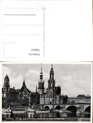 760641 Dresden Friedr. Augustbrücke, Kath. Hofkirche, Georgentor Dampfer