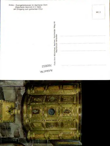 760852 Aachen Ambo-Evangelienkanzel im Aachener Dom Städteregion Aachen