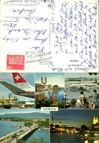760958 Zürich Bez. Zürich Switzerland Stempel Rotes Kreuz Flughafen Kloten